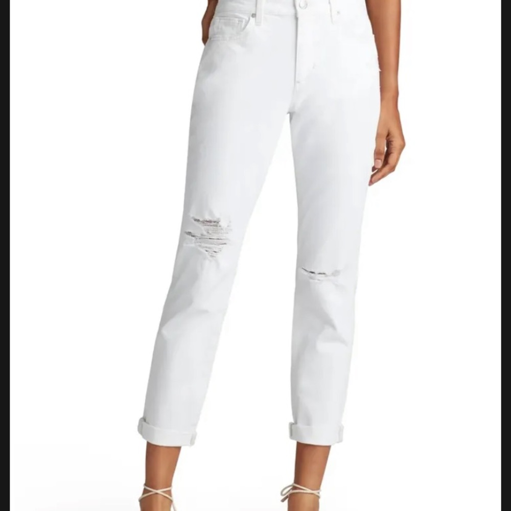 New Joe's Jeans Airdrie White High Rise Straight Ankle Distressed 31 NWT